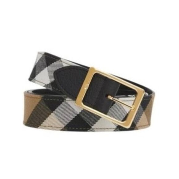 Burberry Reversible30 House Check Canvas Leather Belt Black 95cm 8114974 - Picture 1 of 9